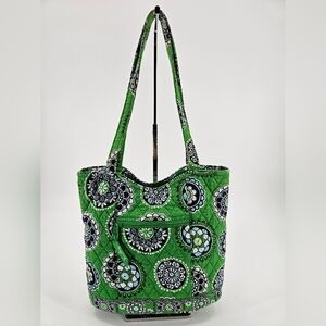 Vera Bradley Snap Bucket Tote Curvy Bag CUPCAKES GREEN Shoulder Bag Purse